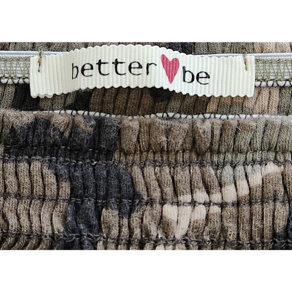 Better Be Green Brown Camo Print Off The Shoulder Cropped Top Medium Lightweight - Picture 3 of 4